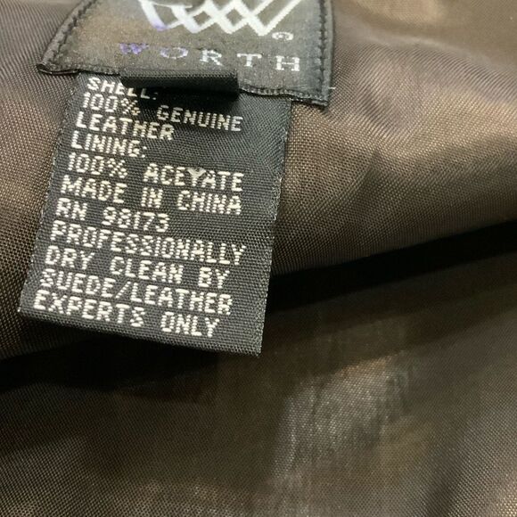 Worth 100% Leather Brown Chocolate Crinkle Leather Jacket Blazer 4 - Picture 8 of 14